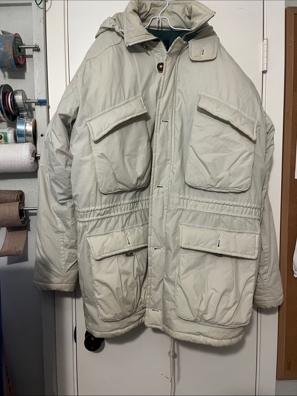 Weather Break Men's Military-Style Field Parka Jacket in Light Beige